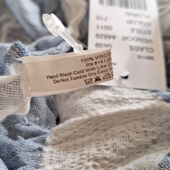 Pacsun blue white stripe guaze infinity scarf Lightweight wrap accessory - Picture 3 of 4